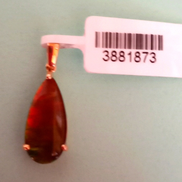 10k YELLOW GOLD AAA CANADIAN AMMOLITE SOLITAIRE PENDANT - Picture 4 of 7